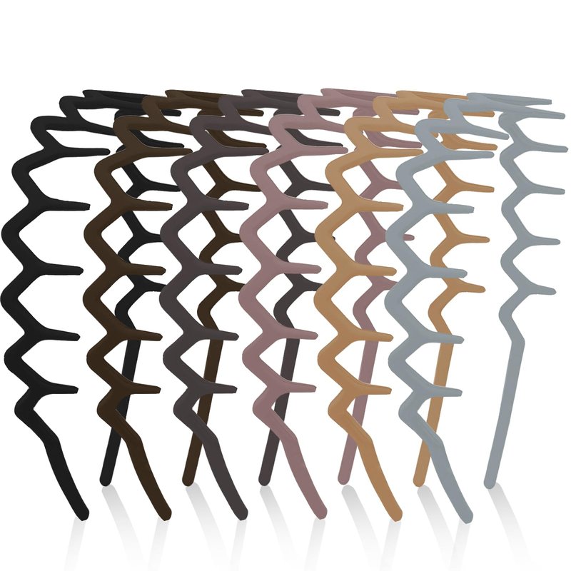 ELLOPH 6 Pack Zig Zag Headbands for Women, Non Slip Headband with Teeth, Plastic Hair Bands for Daily Work Makeup Sports 90s Retro Style Hair Accessories for Women Girls