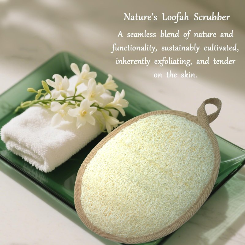 ReedChaCha Natural Loofah Sponge for Women & Men, Made with Biodegradable Egyptian Luffa, Plastic-Free Bath Sponge for Exfoliating Dead Skin, Lightly Abrasive Natural Loofah Body Scrubber for Shower