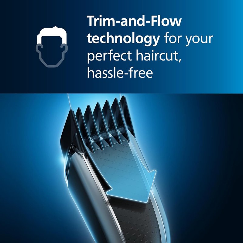 Philips Hair Clipper 3000 Series - DualCut Beard & Hair Trimmer with 13 Length Settings | Zero Maintenance, 45 Min Runtime