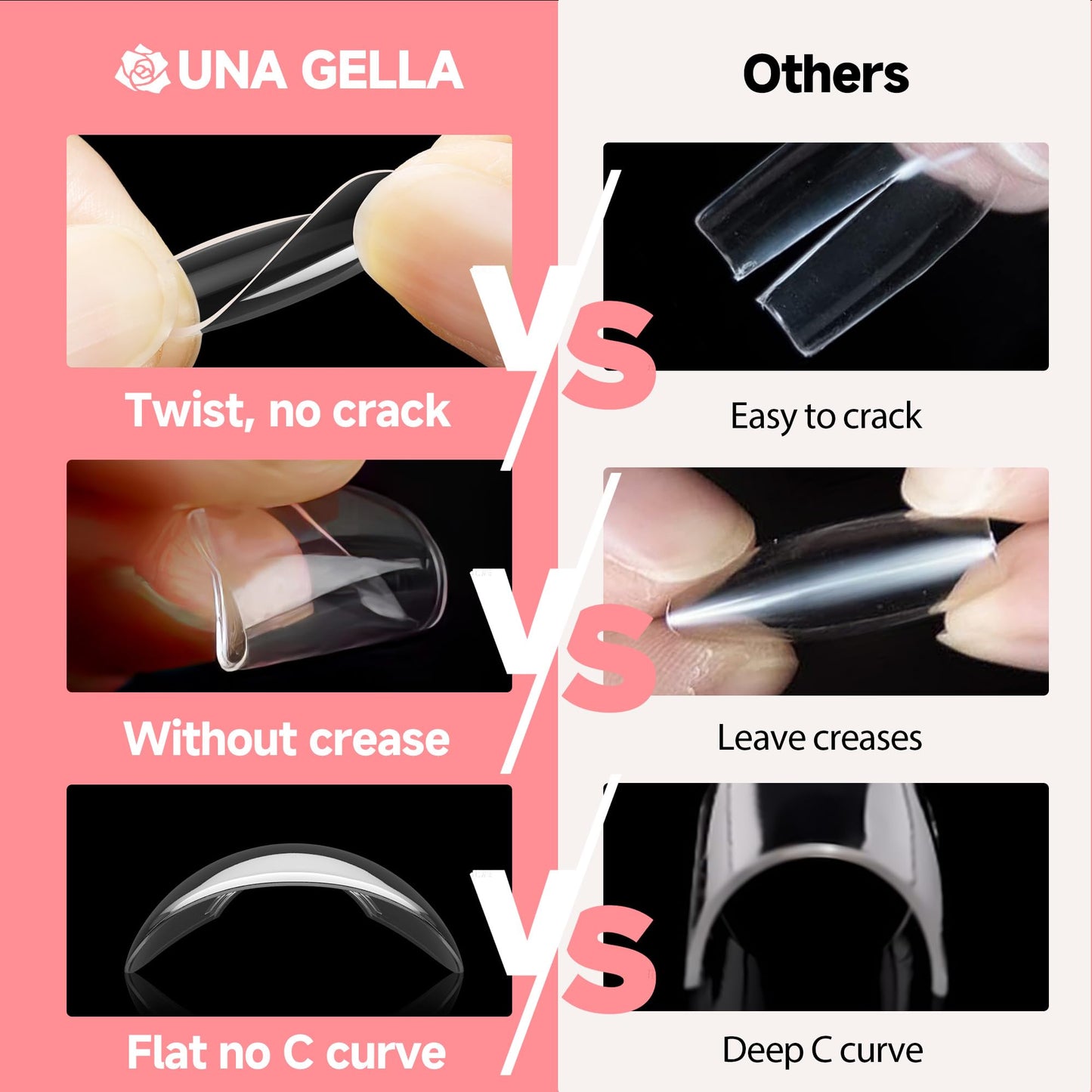 UNA GELLA Short Almond Nail Tips, 504PCS Long Lasting Short Almond Soft Gel Full Cover Nails Tips False Nails Clear Acrylic Gelly Tips for Acrylic Nail Extensions Press On Nails, 12 Sizes