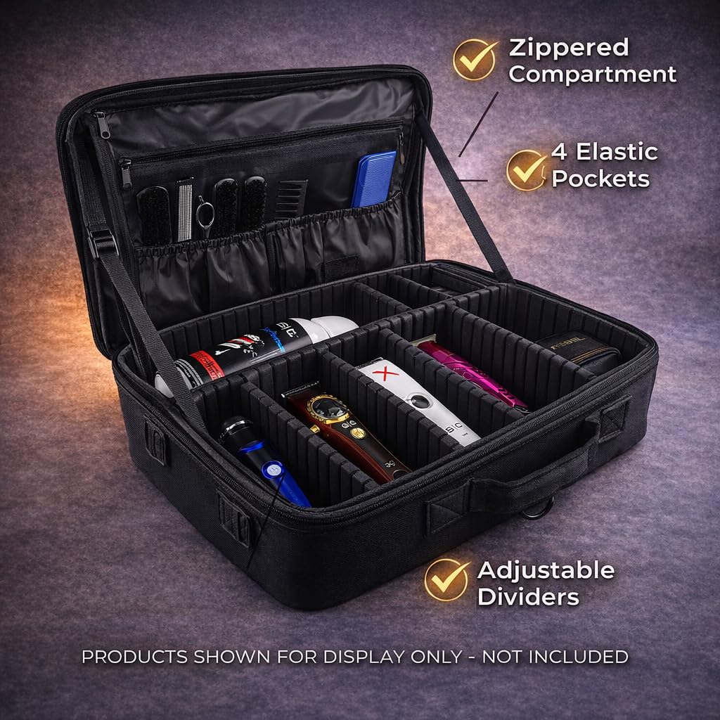 Stylecraft On-The-Go Barber or Stylist Professional Travel Case, Nylon with Multi-Pockets and Compartments