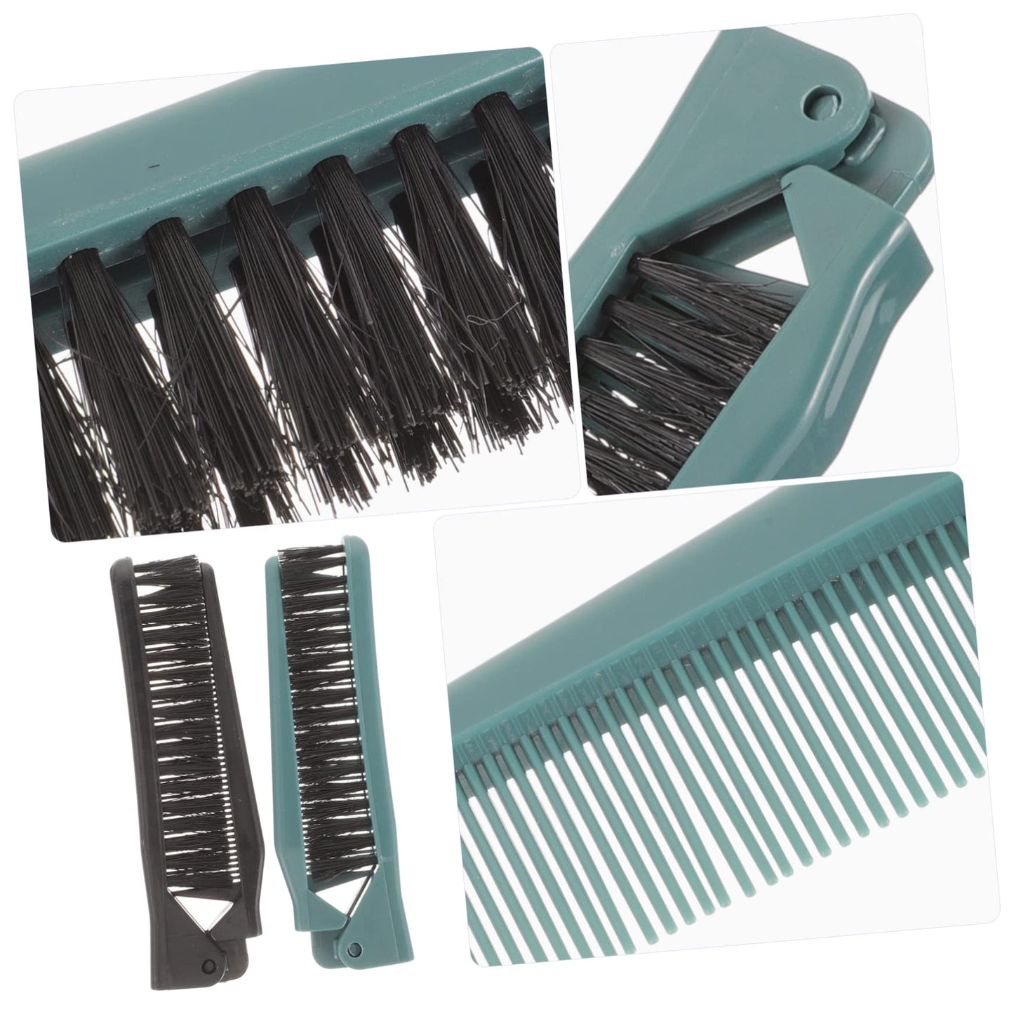 2pcs Double Teeth Folding Comb and Massage Brush - Collapsible Pocket Brush for Women, Kids, and Travel
