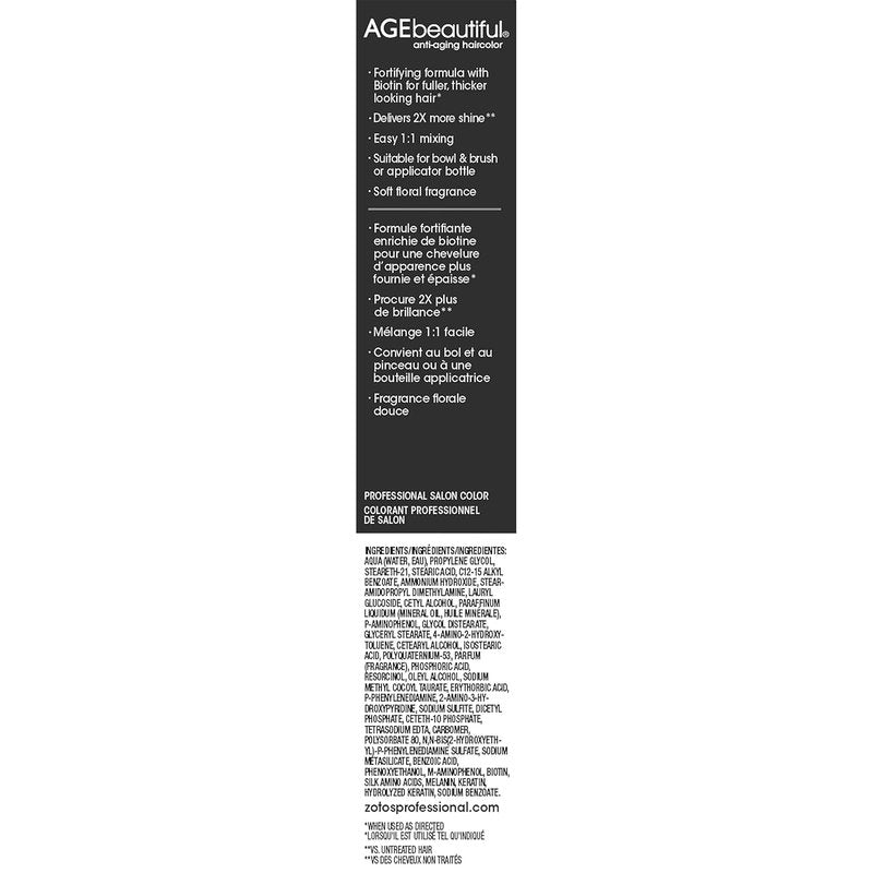 AGE Beautiful Permanent Hair Color Dye - 100% Gray Coverage | Anti-Aging Formula with Biotin for Thicker, Fuller Hair