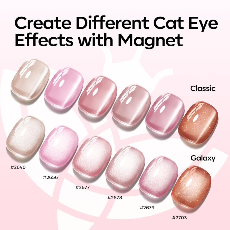 modelones Cat Eye Gel Nail Polish, 6 Colors Nude Gel Polish Pink Glitter Brown with Magnet Sparkle Galaxy Series Nail Polish Kit Soak Off Led Nail Art Manicure Salon DIY Gifts