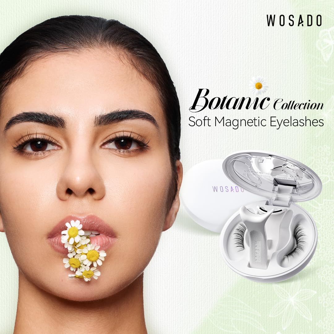 WOSADO Soft Magnetic Eyelashes Kit with Applicator, Reusable Glue-free Wispy Magnetic Lashes, Cruelty-free False Lashes, Waterproof, Lightweight, Suit for Heavy Makeup