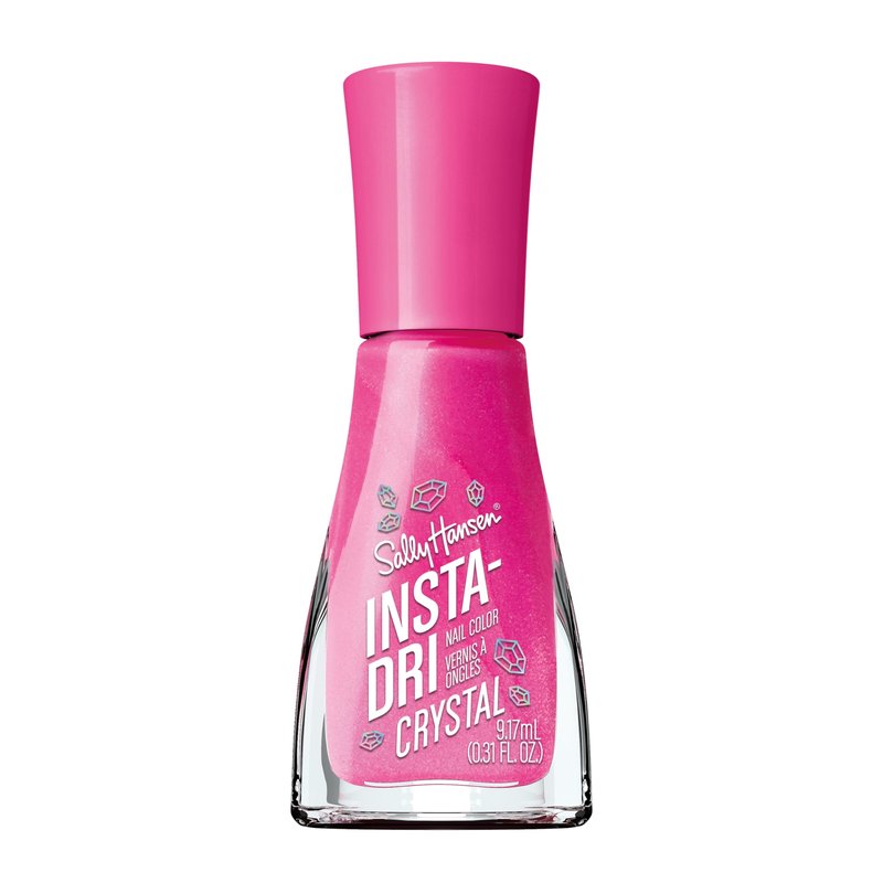 Sally Hansen Insta-Dri Crystal Nail Polish | Quick Dry, Long Lasting, Streak-Free Shine | Opaque, Shimmery | 119 Pink Charm Stone | Holographic Dark Pink Nail Color