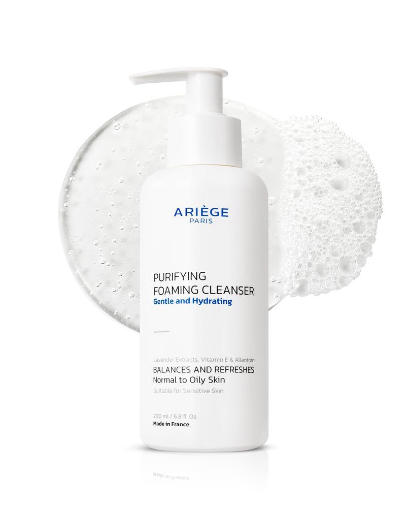 ARIÈGE PARIS Purifying Cleanser – Gentle Foaming Face Wash, Deep Cleansing Without Stripping, Balancing & Hydrating for Normal/Oily Skin, Lavender + Allantoin + Vitamin E