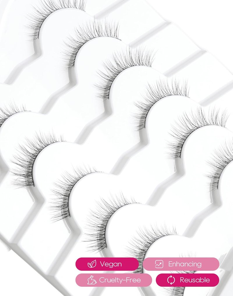 Natural Look Wispy False Eyelashes - C Curl Mink Lashes for Volume | 10mm Pack of Cute Lashes