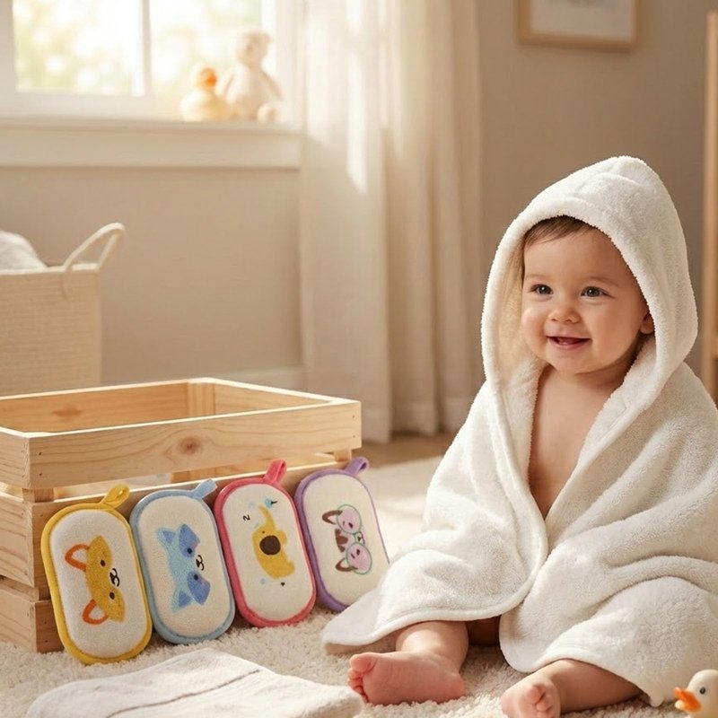 4Pcs Baby Bath Sponge, Cartoon Bath Loofah Sponge Absorbent Shower Sponges Soft for Women