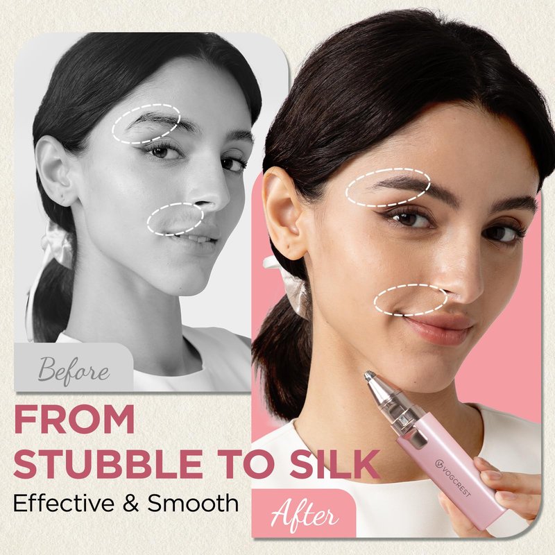 Rechargeable Facial Hair Remover for Women: 2 in 1 Electric Eyebrow and Facial Hair Remover - Suitable for Middle-aged Women’s Eyebrow, Chin, and Cheek Trimming - with Built-in LED Light(Pink)