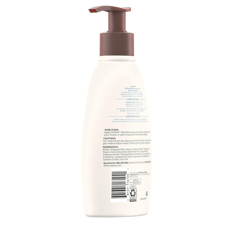 Aveeno Daily Moisturizing Lotion - Fragrance-Free Hydrating Body Moisturizer with Prebiotic Oat | 12 fl. oz (Pack of 2)