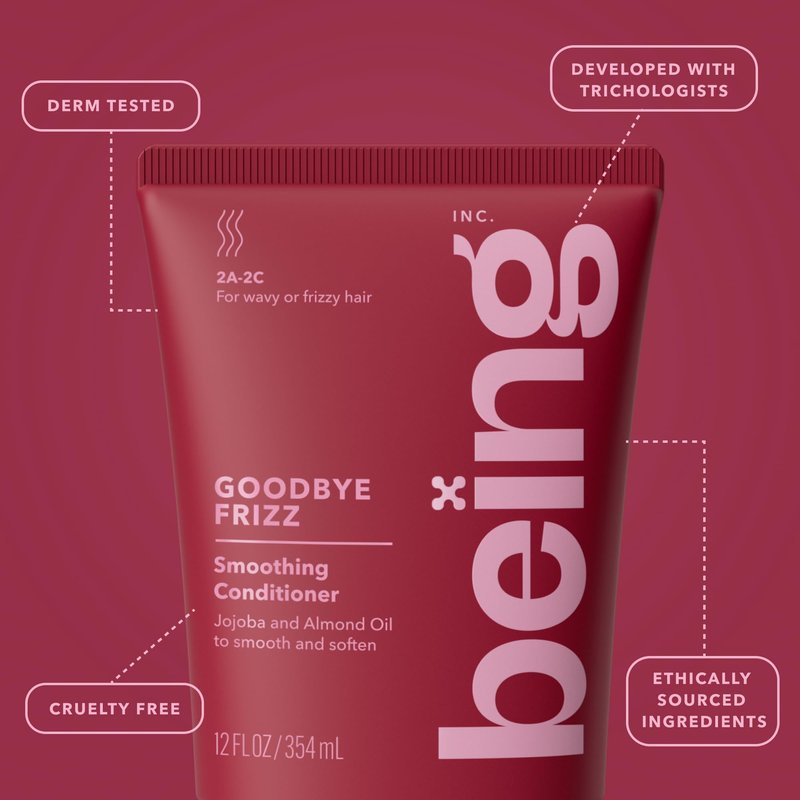 being GOODBYE FRIZZ Smoothing Shampoo and Conditioner Set 354mL with Jojoba and Almond Oil