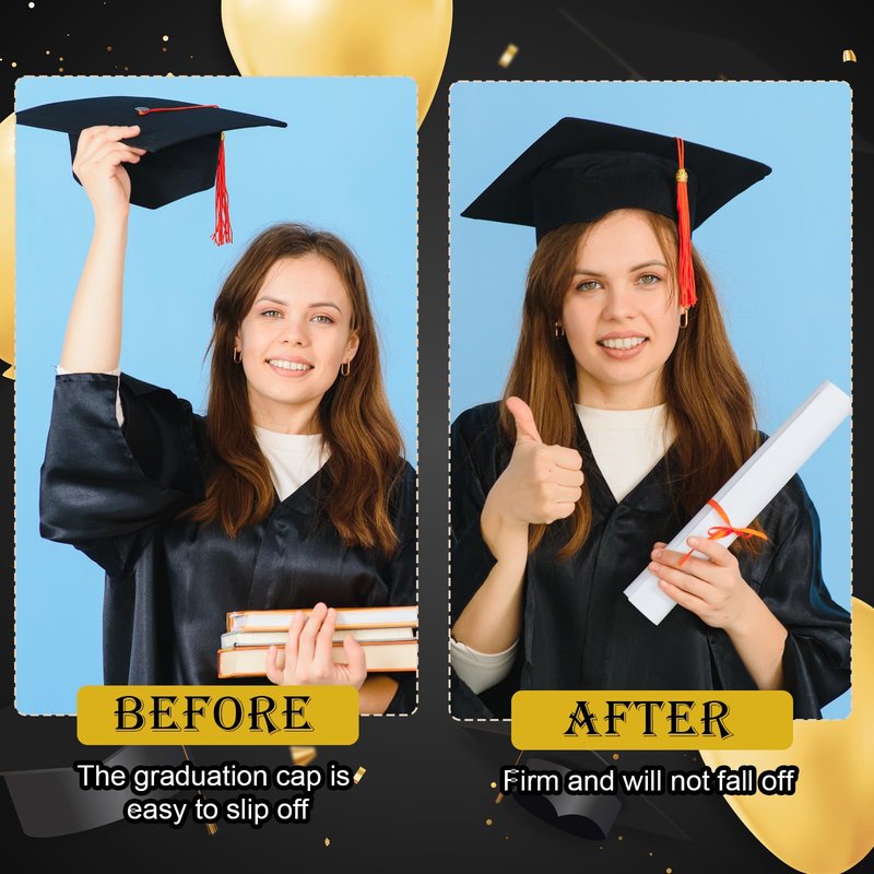 LemonRoad 3 Pcs Graduation Cap Headband Insert Clips with 50 Pcs Safety Pins for Secures Grad Cap and Hairstyle Hat Accessories for Graduation Party or Celebration
