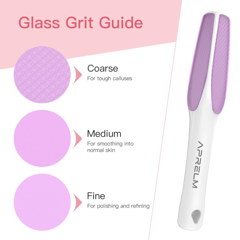 APRELM 3-Sided Nano Glass Foot File, 3-in-1 Coarse/Medium/Fine Foot Callus Remover, Professional Callus Remover for Feet Hard Skin Smooth Polishing (Pink)