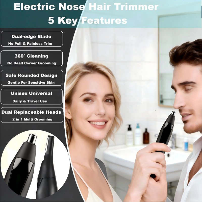 Alinsea Ear and Nose Hair Trimmer for Men, 2025 Professional Painless USB Rechargeable Eyebrow & Facial Electric Hair Trimmer for Men Women, Powerful Motor, Dual Edge Blades