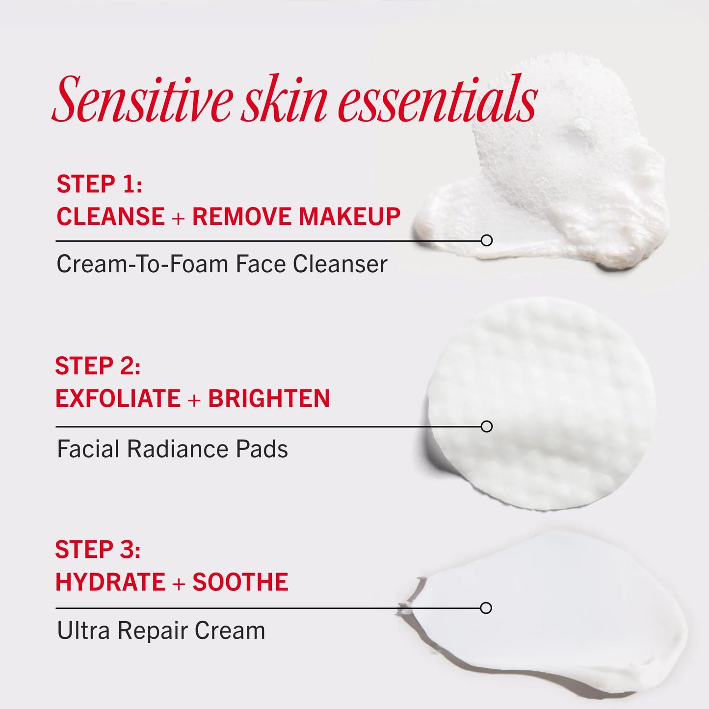 First Aid Beauty Sensitive Skin Skincare Routine Set, Ultra Gentle Cleanser + Facial Radiance Pads + Ultra Repair Cream, Fragrance Free Hydrating & Exfoliating Travel Kit, 3-Piece Gift Set