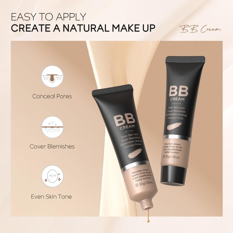 MIESCHER Hydrating BB Cream, Full-Coverage Foundation & Concealer Face Moisturizer for Women Beauty Skin, Even Skin Tone, Oil Control & Cover Flaws, Natural Finish for All Skin Types (Off-White 110)