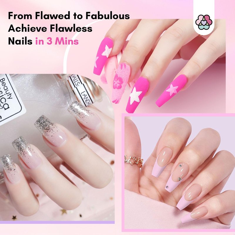 SAVILAND 60g Nail Repair Kit for Split Damaged Nails: 3 Mins Air Dry Quick & Easy Instant Broken Nail Repair Natural Clear & Pink Dip Powder with 21ml Nail Repair Glue Emergency Home & Salon Use