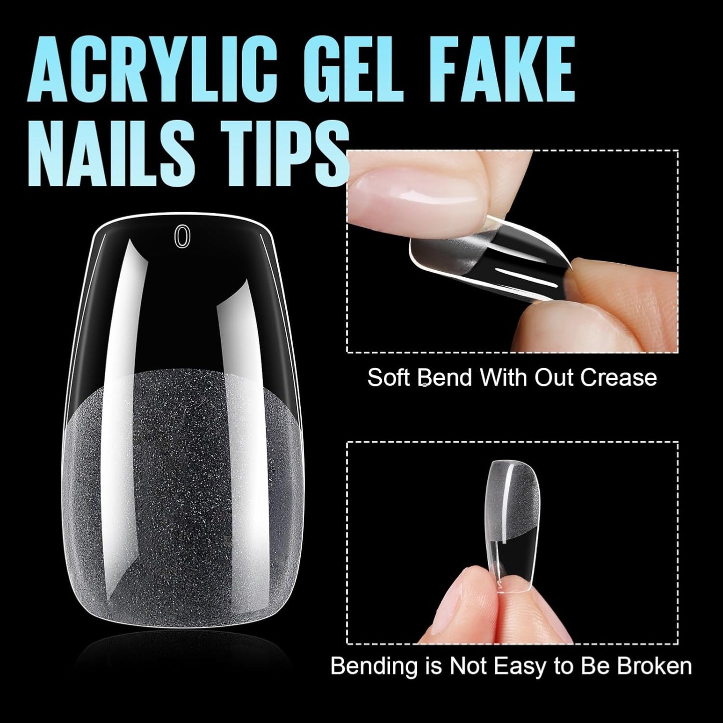 TOMICCA Medium Coffin Nail Tips - 360Pcs Half Matte Gel Nails Set | 15 Sizes for DIY Nail Art