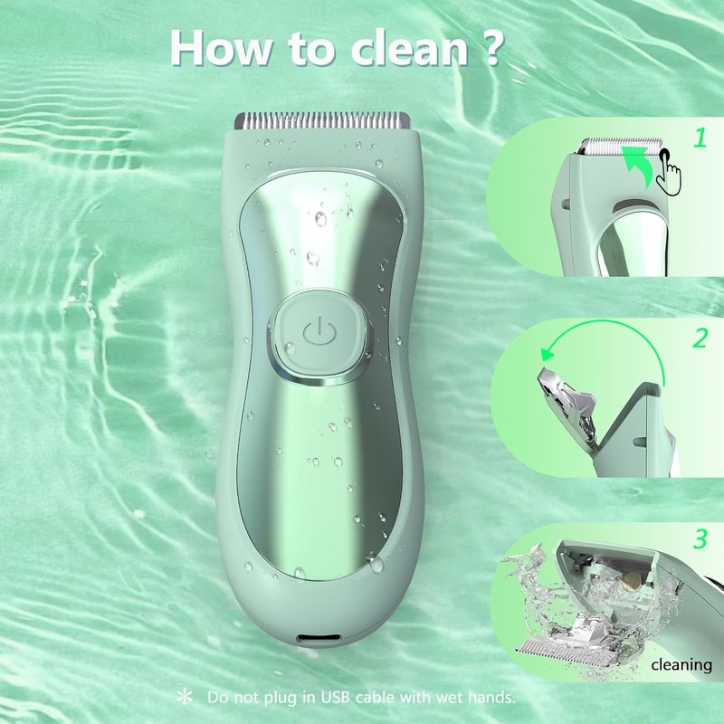 Body Hair Trimmer - Ceramic Blade, Wet & Dry Razor with 3 Guide Combs | LED Display, Travel Lock, Green