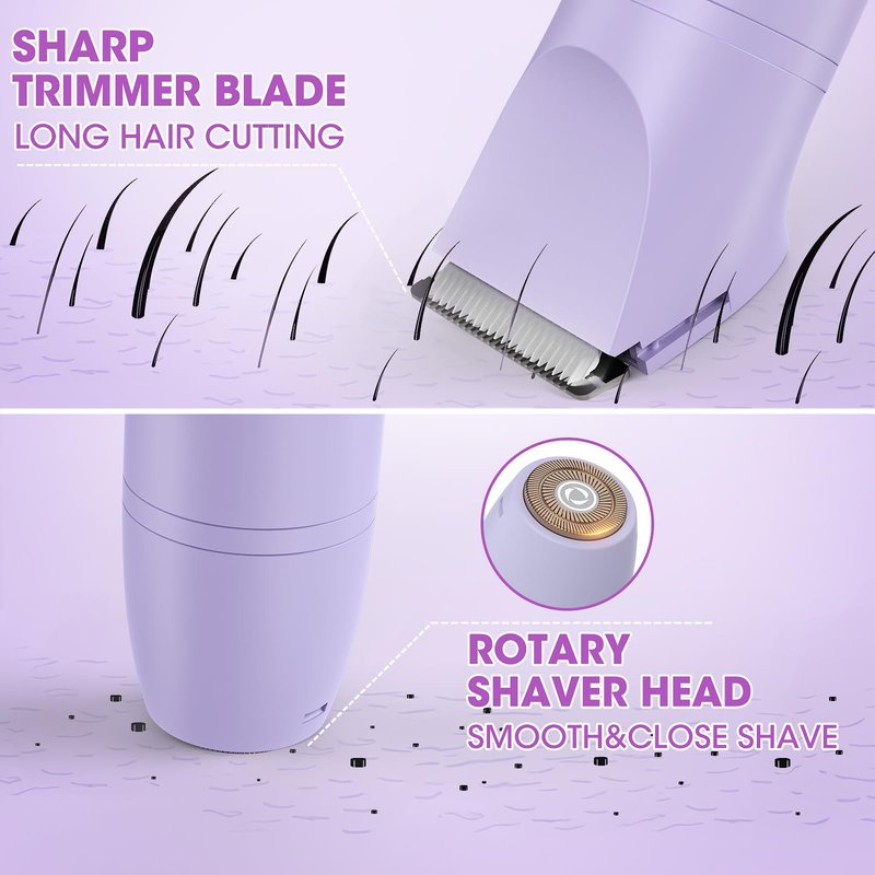 Bikini Trimmer Electric Razors for Women,3 in 1 Body Hair Removal Kit for Face,Pubic,Arm, Leg, Armpit, Bikini Trimmer,Painless IPX6 Waterproof Rechargeable Portable Lady Shavers Wet & Dry Gifts