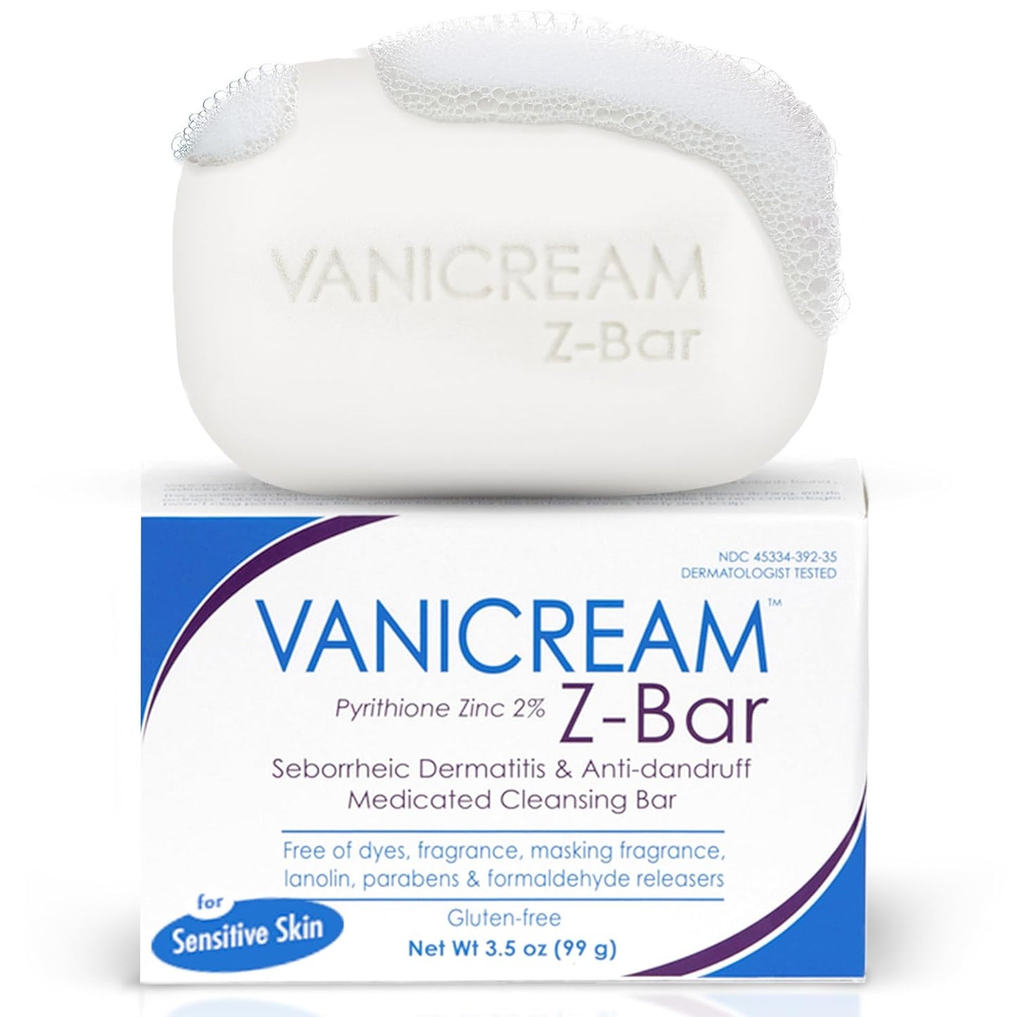 Vanicream Z Bar - Seborrheic Dermatitis & Anti-Dandruff Medicated Soap | 3.5 Oz, Gentle Formula for Sensitive Skin