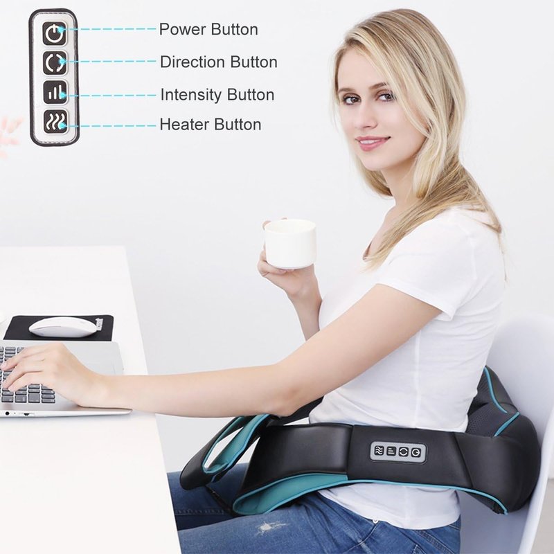 Mo Cuishle Shiatsu Neck and Back Massager with Heat - Electric 4D Deep Tissue Relief | Perfect Gift for Dad, Mom, and Couples