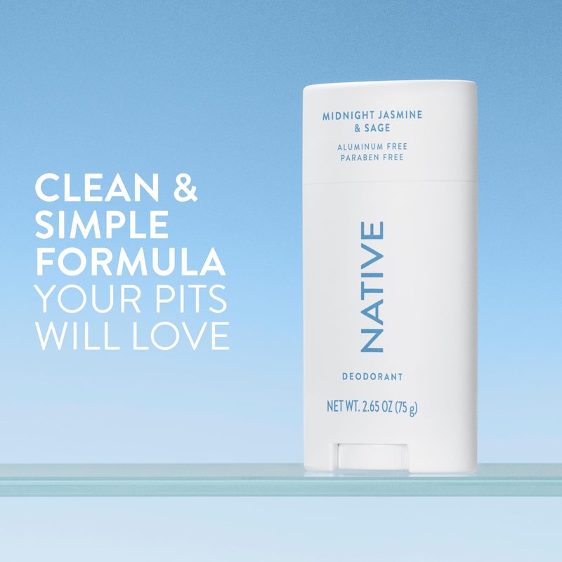Native Deodorant Contains Naturally Derived Ingredients, 72 Hour Odor Control, Deodorant for Women and Men, Aluminum Free, Midnight Jasmine & Sage 2.65oz