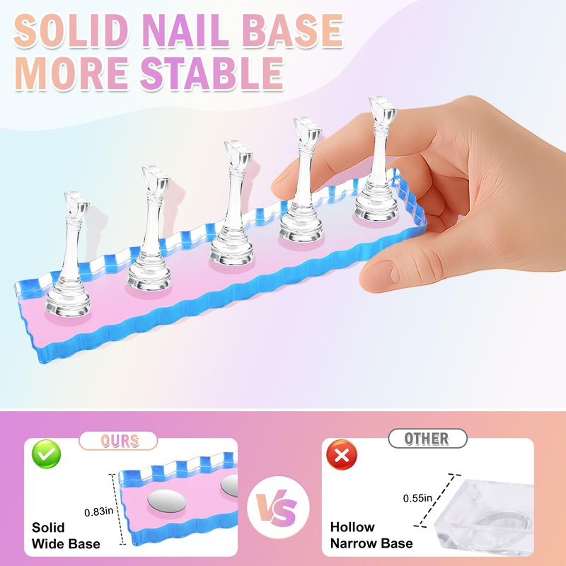BAGTeck Nail Stand for Press Ons, Nail Holder for Painting Nails, Press on Nail Holder, 1 Heart Shaped Acrylic Magnetic Nail Stands for Nail Art with Double-sided Tape Home Salon DIY Display Supplies