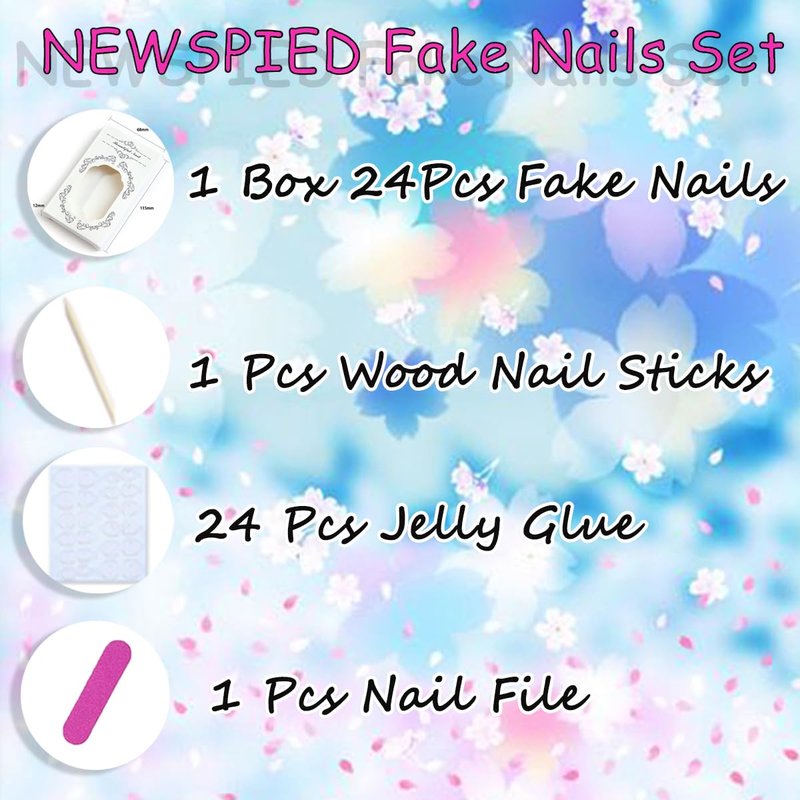 Skiennix 30Pcs Pink Leopard Flower Press-On Nails - Almond Shape, 3D Flower & Pearl Chain Design, Reusable Acrylic for Manicure