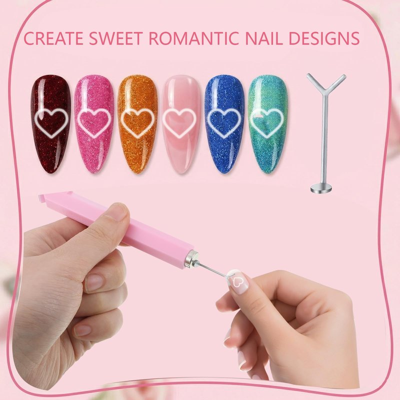 Hadnves 4PCS Cat Eye Magnet Set for Nails 3-in-1 Cat Eye Magnet Pen Heart Cat-Eye Magnetic Tool Cat-Eye Gel Polish Nail Magnets for Beginner Nail Artists Various Creative Patterns Fit Home Salon DIY
