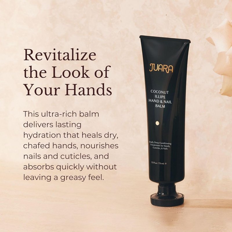 Juara Hand & Nail Balm | Anti-Aging Moisturizing Cream for Dry, Cracked Hands - Coconut Oil & Shea Butter, 3.4 oz