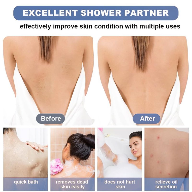 Back Scrubber for Shower with Handles,Double Sided Exfoliating,Bath Back Washer,Back Washer to Deep Clean Your Skin for Men & Women (Light Pink)