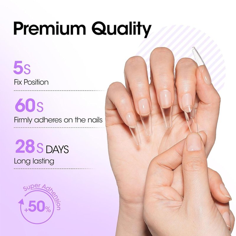 Gellen 5 in 1 Nail Glue for Nail Tips, 15ML Curing Needed UV Glue Gel for Clear Press on & Acrylic Nails, 28+ Days Long Lasting Adhesive Gel, DIY Home Salon Manicure