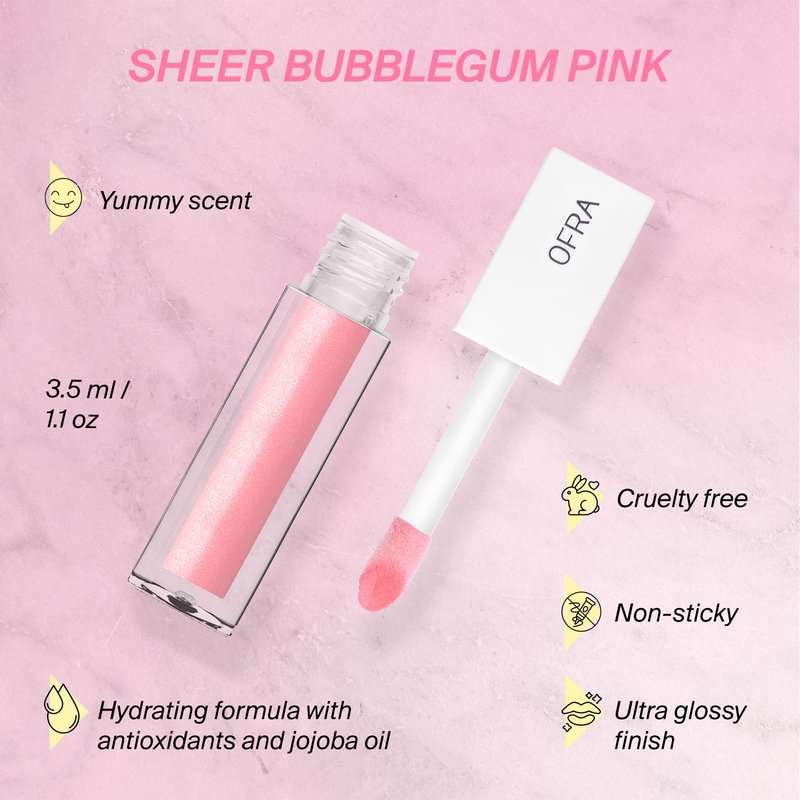 Ofra Lip Gloss - Glossip | Non Sticky, Ultra-Glossy Lip Gloss | Long Lasting Formula for a Smooth, Hydrated Finish | 3.5ml/1.1oz