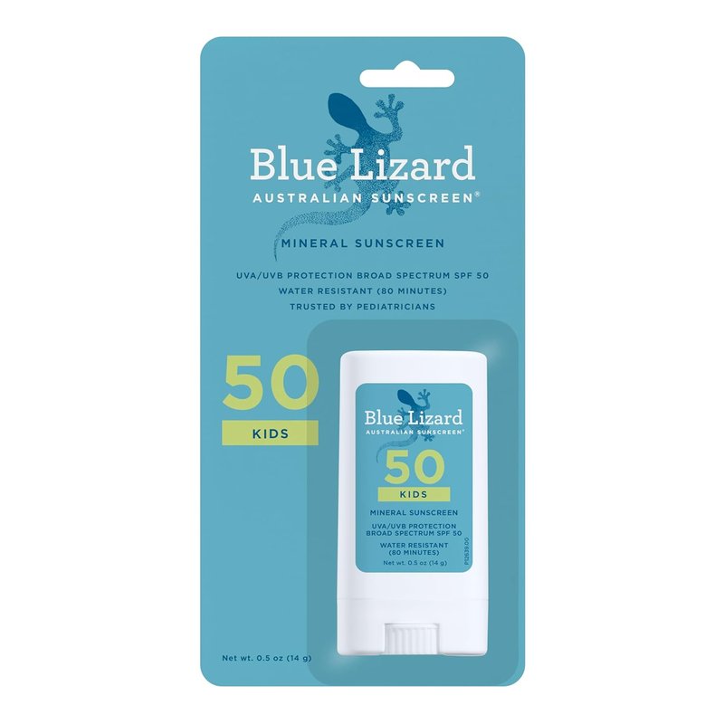 Blue Lizard Kids Sunscreen Stick - SPF 50 Mineral Protection for Sensitive Skin | TSA-Friendly, 0.5 oz