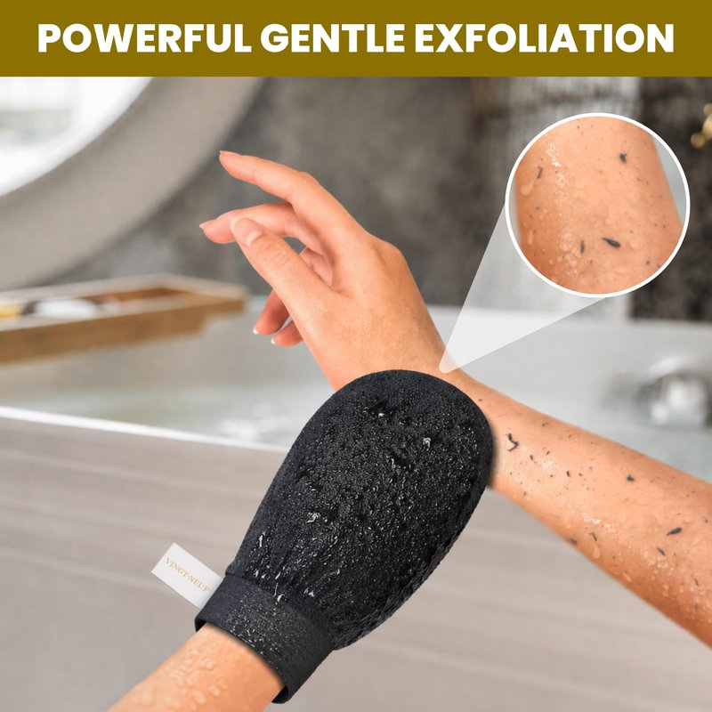 VINGT-NEUF Premium Exfoliating Gloves for Shower 1Pcs, 100% Viscose Deep Exfoliating Body Scrubber, Dead Skin Remover, Washcloth Body Exfoliator Scrubber for Self-Tan Removal, Smooth & Renewed Skin