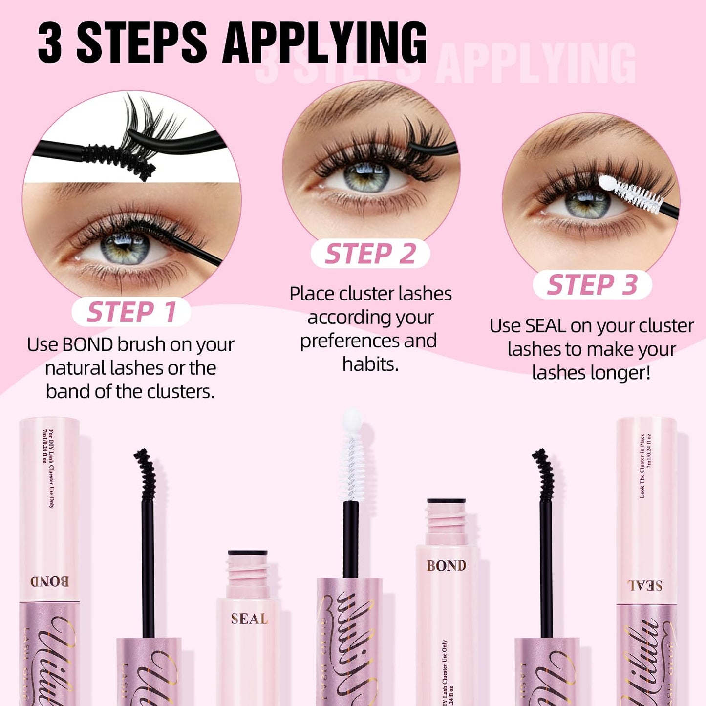 Uilulu Lash Glue - Waterproof 2-in-1 Black Adhesive for Strong Hold | DIY Eyelash Bond & Seal (14ml)