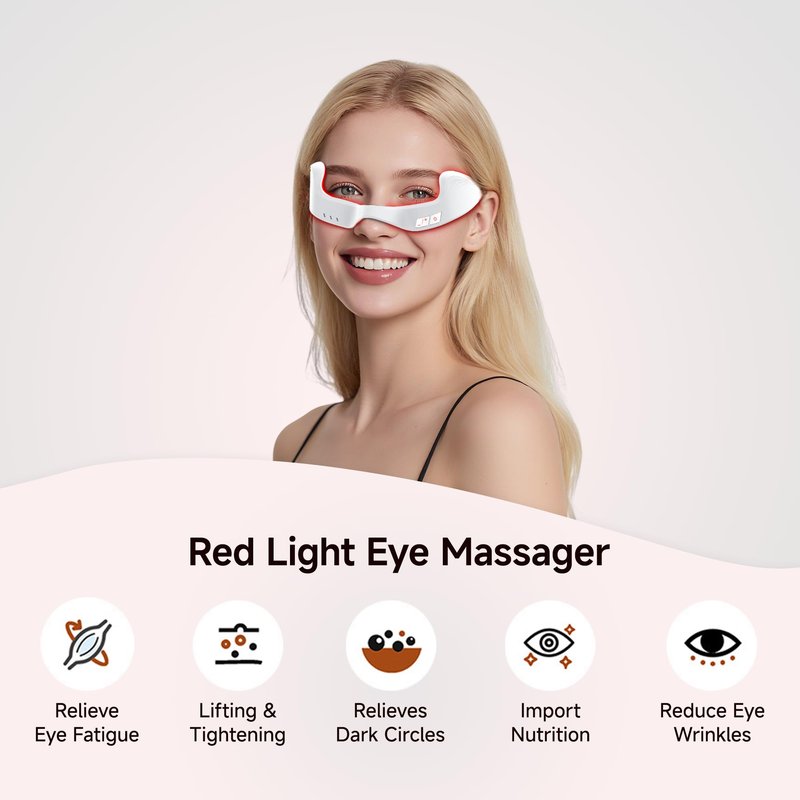 Red Light Therapy Eye Massager with Microcurrent – 3D Contour Design for Dark Circles, Puffiness, Eye Bags & Wrinkles – Under Eye Treatment Device for Fine Lines, Rechargeable & Gentle for Daily Use