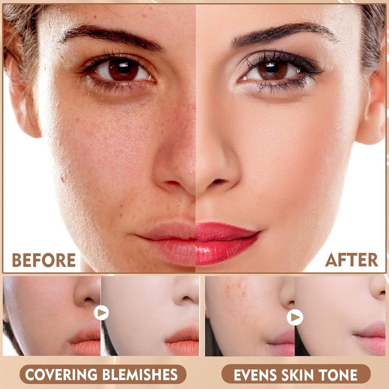 Mushroom Head Air Cushion & BB Cream CC Cream Liquid Foundation Concealer - Lasting, Moisturizing Makeup Base for Even Skin Tone - Natural Finish