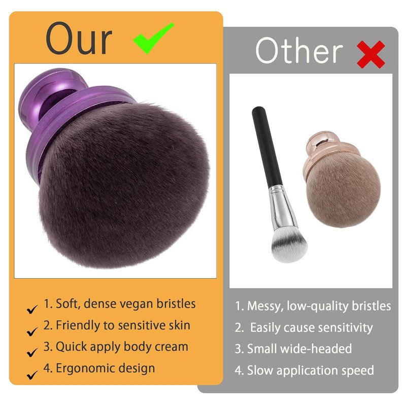 Extra Large Body Makeup Brush - Self Tanner Applicator with Drawstring Bag | 3.2 Inch for Face, Legs, and Body (Purple)