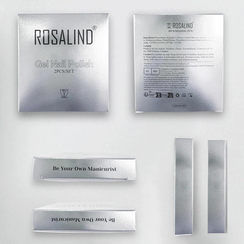 ROSALIND Clear Gel Top Coat, 2Pcs 11ml No Wipe Top Coat Gel Nail Polish Long-Lasting High Glassy Shiny,Need U V/LED Lamp for Home DIY Gift
