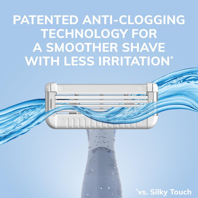 BIC EasyRinse Sensitive Anti-Clogging Women's Disposable Razors, Clinically Proven for Sensitive Skin, Shaving Razors With 4 Blades, 6 Count
