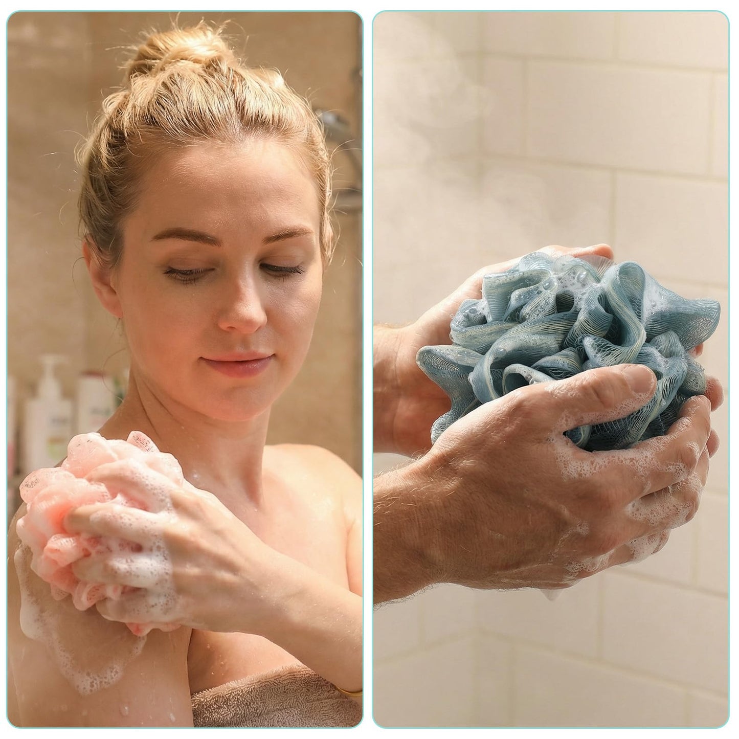 48pcs Bath Sponges for Shower Loofah Sponge Loofahs Bulk Exfoliating Body Scrubber Travel Soft Mesh Pouf for Body Wash for Men Women Washing Bathing Accessories