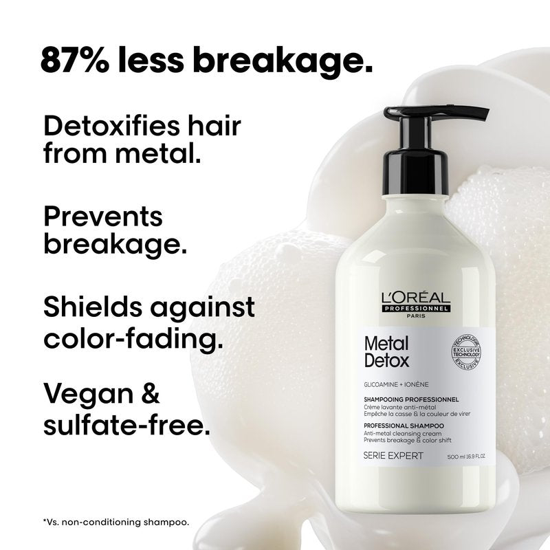 L'Oréal Professionnel Paris Metal Detox Shampoo - Sulfate-Free Anti-Breakage Shampoo For Damaged Hair, Detoxifies, Prevents Damage & Prolongs Hair Color