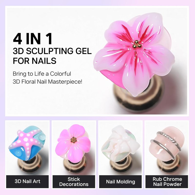 MIZHSE 3D Gel Nail Art - Non-Sticky Sculpting Gel for Home Manicure | 30g UV LED Soak Off