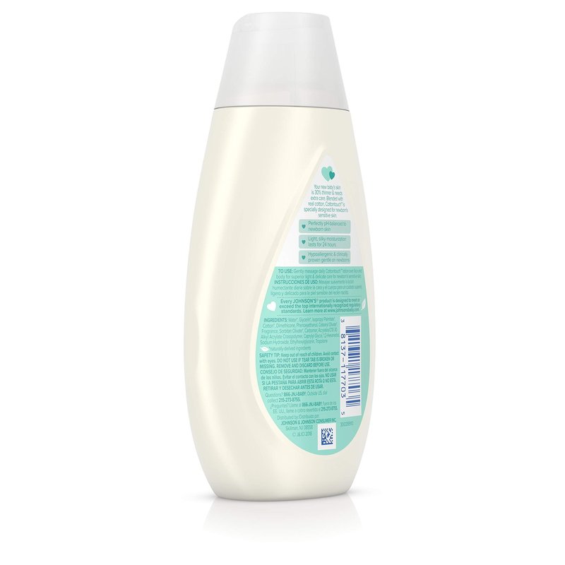 Johnson's Cotton Touch Newborn Baby Face and Body Lotion, Made with Real Cotton, 6.8 fl. oz