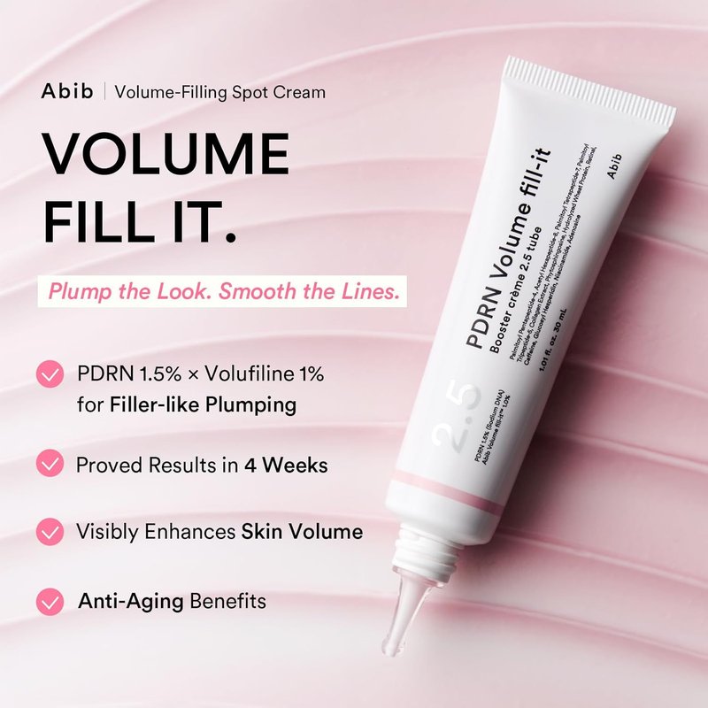 Abib PDRN Volume Fill-It Booster Cream - Facial Plumping with 15,000ppm Peptides | Anti-Aging for Forehead, Smile Lines & Neck | 1.01 fl oz