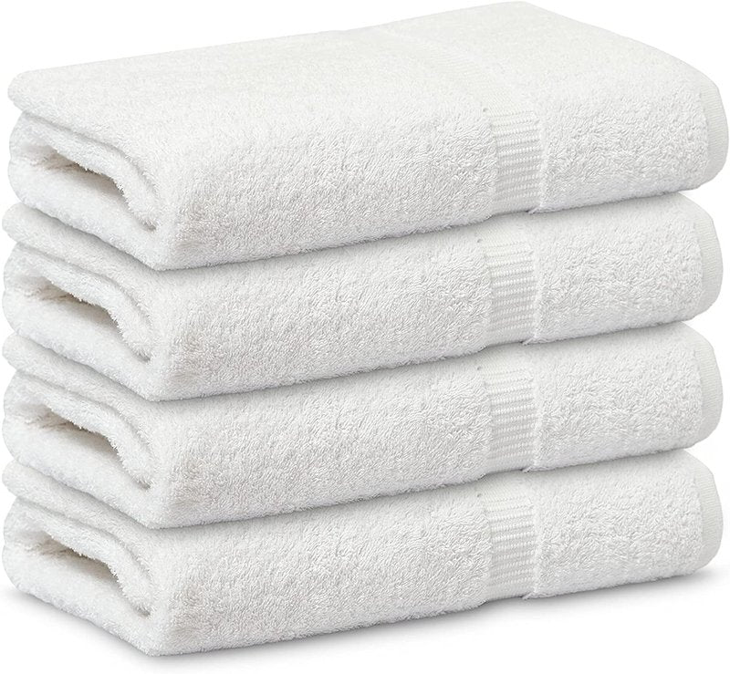 GOLD TEXTILES Premium Bath Towel Set (Pack of 12,27 x 54) 100% Ring-Spun Cotton Towels for Hotel, Spa, Soft and Absorbent (27 x 54, White - 12 Pcs)