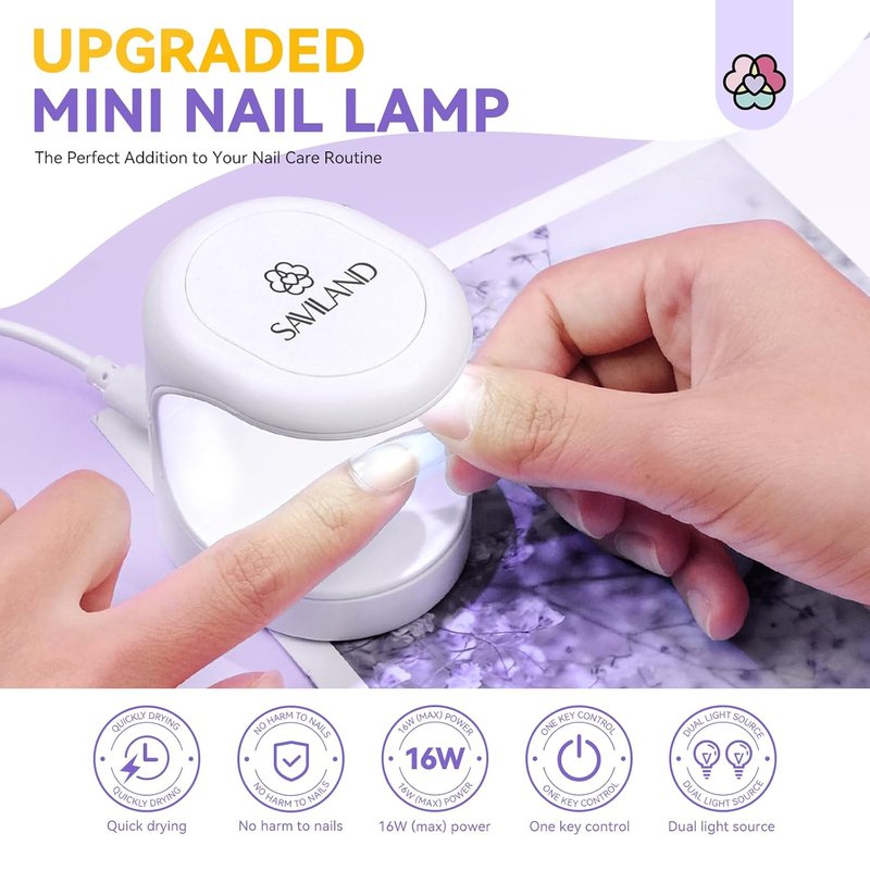 Saviland Mini UV Nail Lamp - 16W Quick-Dry Gel Nail Light for DIY Manicure & Nail Art